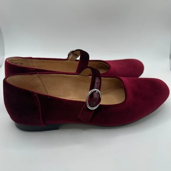 Naturalizer Kelly Velvet Mary Jane Flats in Cabernet Sauvignon - Picture 2 of 13